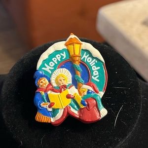 Happy Holidays pin brooch